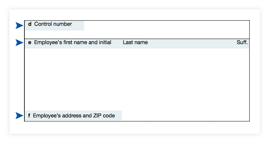 boxes d to f on the W2 form